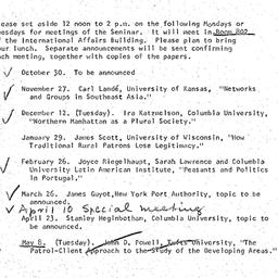 Announcements, 1972-09-21. ...