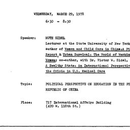 Announcements, 1978-03-29. ...