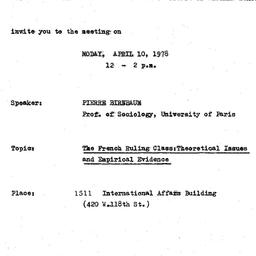 Announcements, 1977-04-10. ...