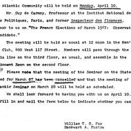 Announcements, 1967-03-21. ...