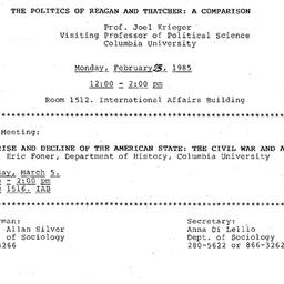 Announcements, 1985-02-25. ...