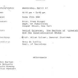 Minutes, 1985-04-17. The St...