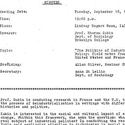 Minutes, 1984-09-18. The St...