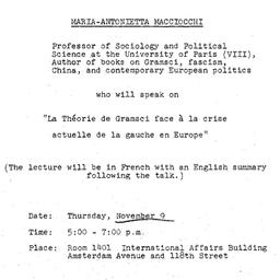Announcements, 1979-11-09. ...
