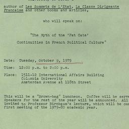 Announcements, 1979-10-09. ...