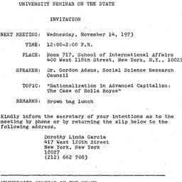 Announcements, 1973-11-14. ...