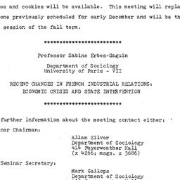 Announcements, 1981-11-16. ...