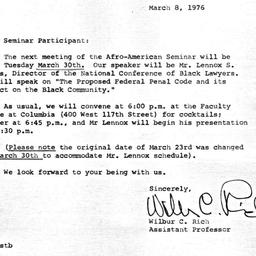 Announcements, 1976-03-08. ...