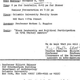 Announcements, 1978-11-08. ...