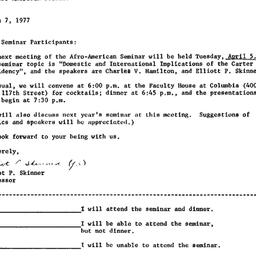 Announcements, 1977-03-07. ...