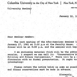 Announcements, 1981-01-12. ...