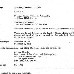 Announcements, 1975-10-28. ...