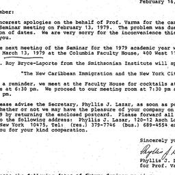 Announcements, 1979-02-16. ...
