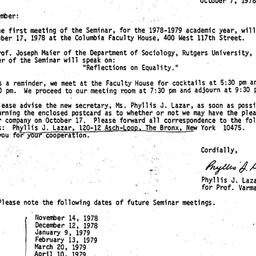 Announcements, 1978-10-07. ...