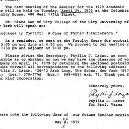 Announcements, 1979-04-08. ...