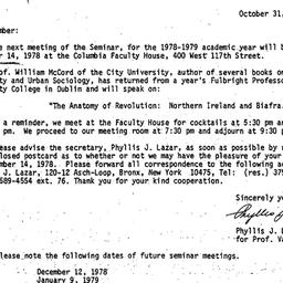 Announcements, 1978-10-31. ...