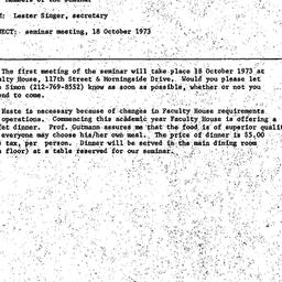 Announcements, 1973-10-05. ...