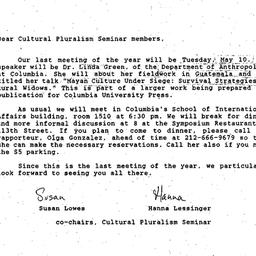 Announcements, 1993-05-10. ...