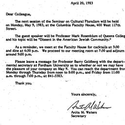 Announcements, 1982-04-20. ...