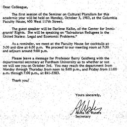 Announcements, 1983-09-12. ...