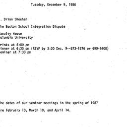 Announcements, 1986-12-09. ...
