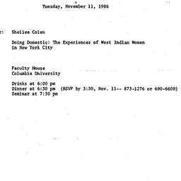 Announcements, 1986-11-11. ...