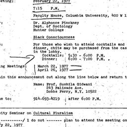 Announcements, 1977-02-22. ...