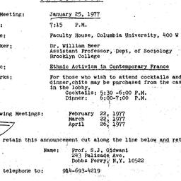 Announcements, 1977-01-25. ...