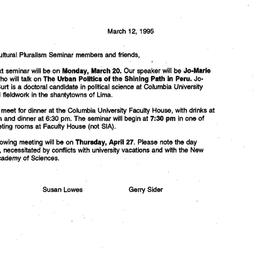Announcements, 1995-03-12. ...