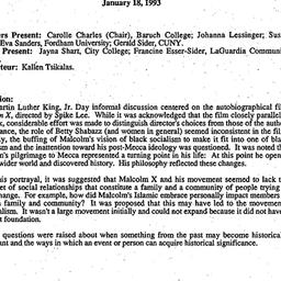 Minutes, 1993-01-18. Cultur...