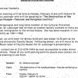Announcements, 1993-02-08. ...