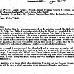Minutes, 1993-01-18. Cultur...