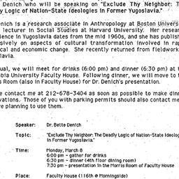 Announcements, 1993-03-08. ...