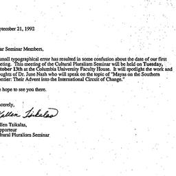 Announcements, 1992-09-21. ...