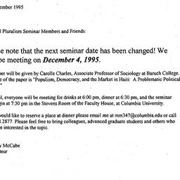 Announcements, 1995-11-10. ...