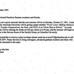 Announcements, 1995-10-13. ...