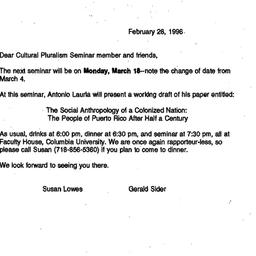 Announcements, 1996-02-28. ...
