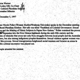Minutes, 1997-12-05. Cultur...