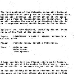 Announcements, 1987-11-10. ...