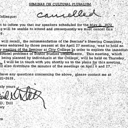 Announcements, 1972-05-11. ...