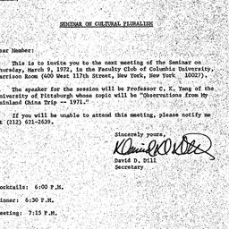Announcements, 1972-03-09. ...