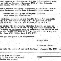 Announcements, 1979-11-13. ...