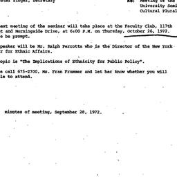 Announcements, 1972-10-17. ...