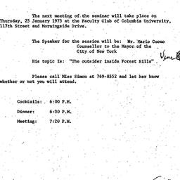 Announcements, 1973-01-11. ...