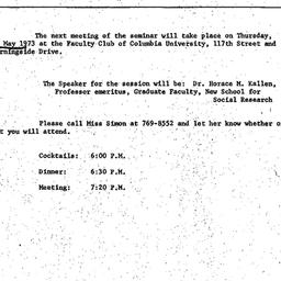 Announcements, 1973-04-30. ...