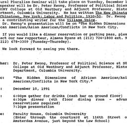 Announcements, 1991-12-10. ...
