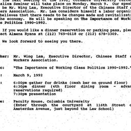Announcements, 1992-03-09. ...