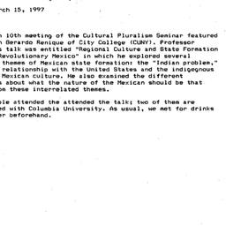 Minutes, 1997-03-15. Cultur...
