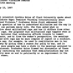 Minutes, 1997-05-13. Cultur...