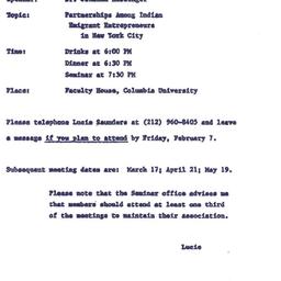 Announcements, 1985-02-10. ...